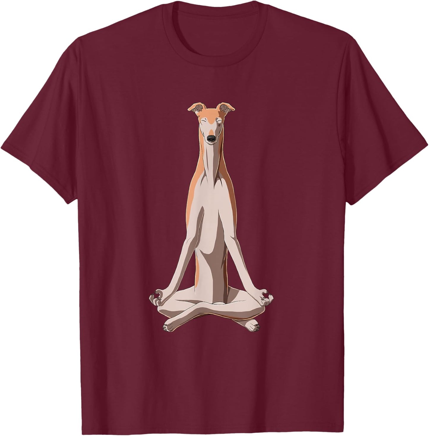 Funny Yoga Dog Greyhound Women Kids T-Shirt - T-Shirt | Maroon