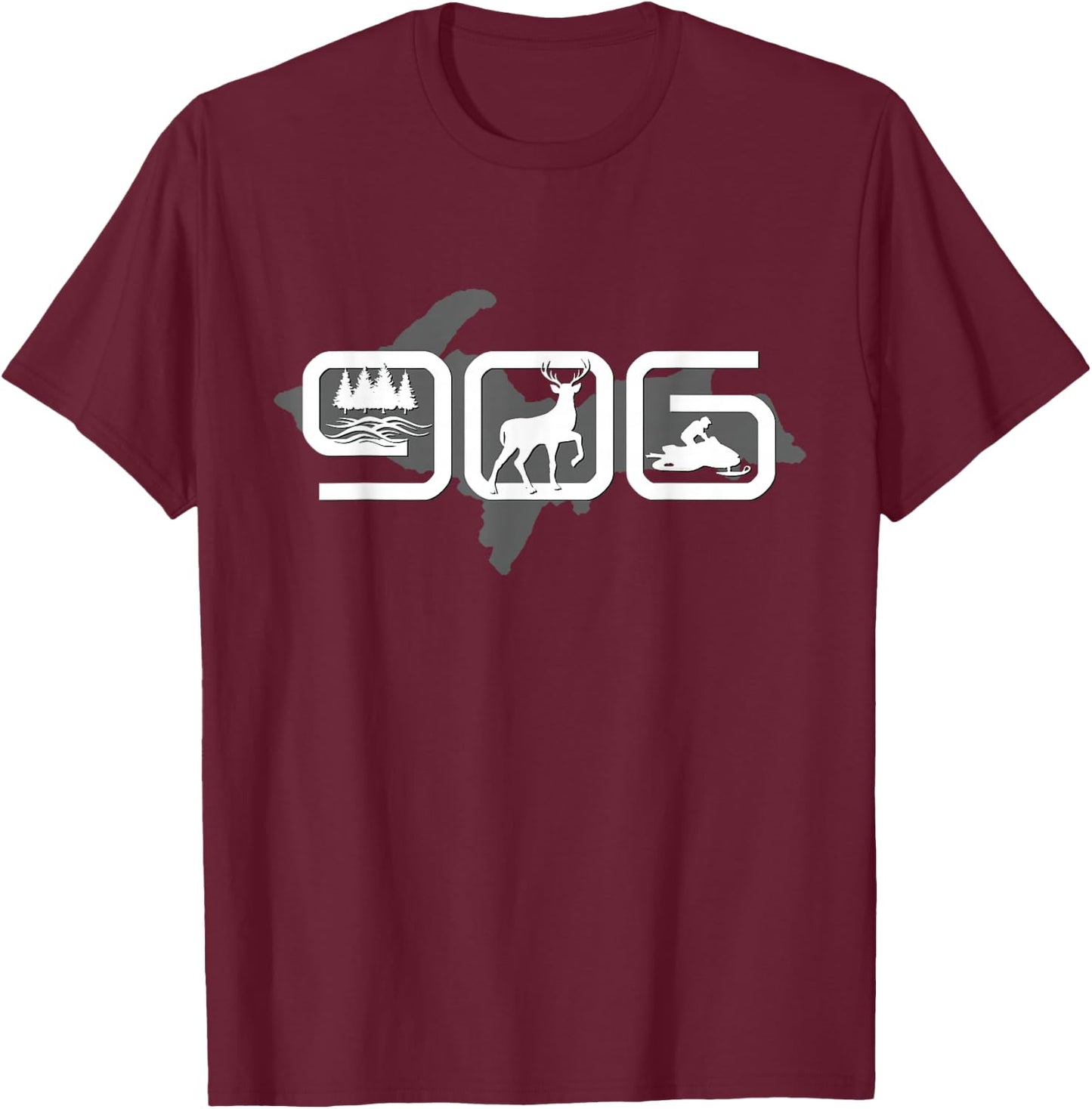 906 Upper Peninsula of Michigan U.P. T-Shirt - T-Shirt | Maroon