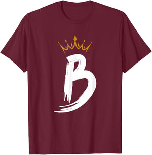 Queen King Letter B - Favorite Letter with Crown Alphabet T-Shirt - T-Shirt | Maroon