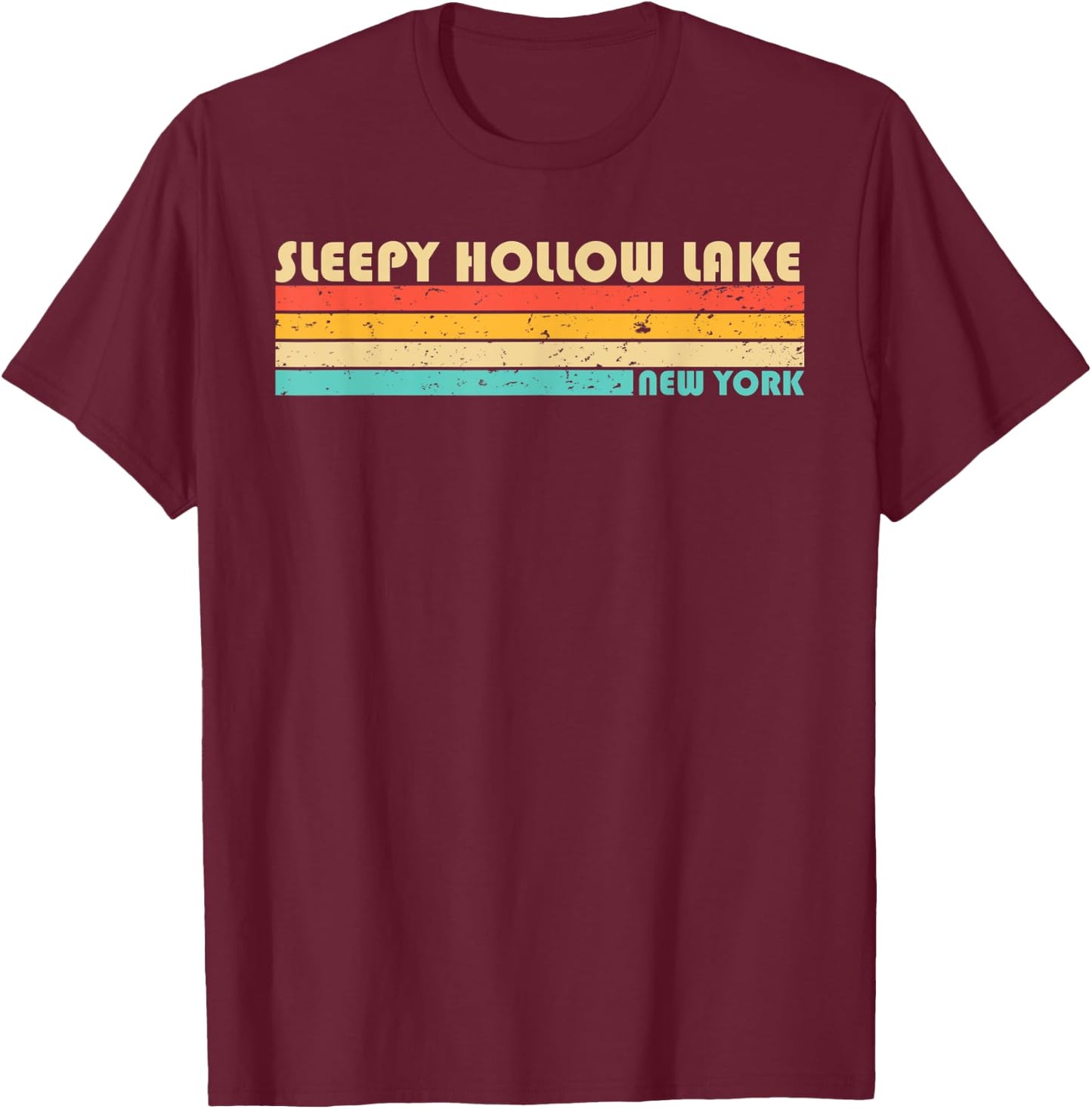 SLEEPY HOLLOW LAKE NEW YORK Funny Fishing Camping Summer T-Shirt - T-Shirt | Maroon