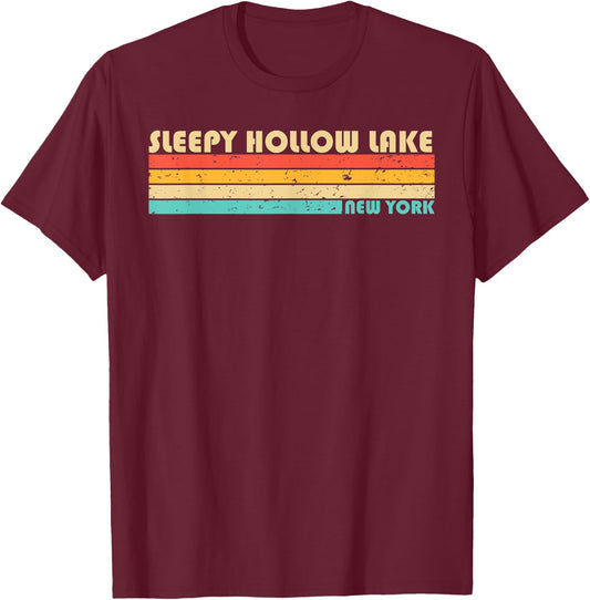 SLEEPY HOLLOW LAKE NEW YORK Funny Fishing Camping Summer T-Shirt - T-Shirt | Maroon