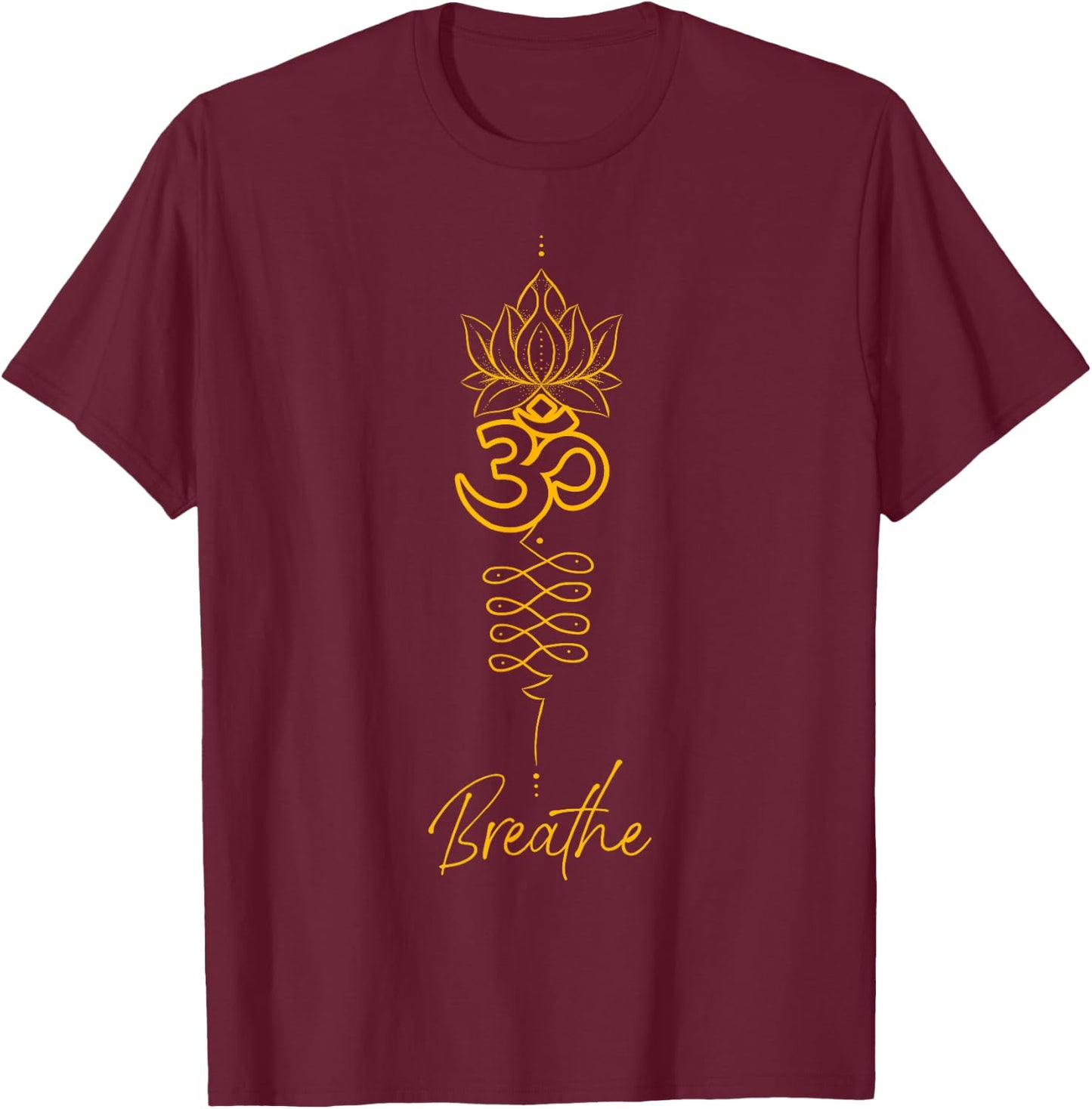 Unalome Symbol and Breath Yoga T-Shirt - T-Shirt | Maroon