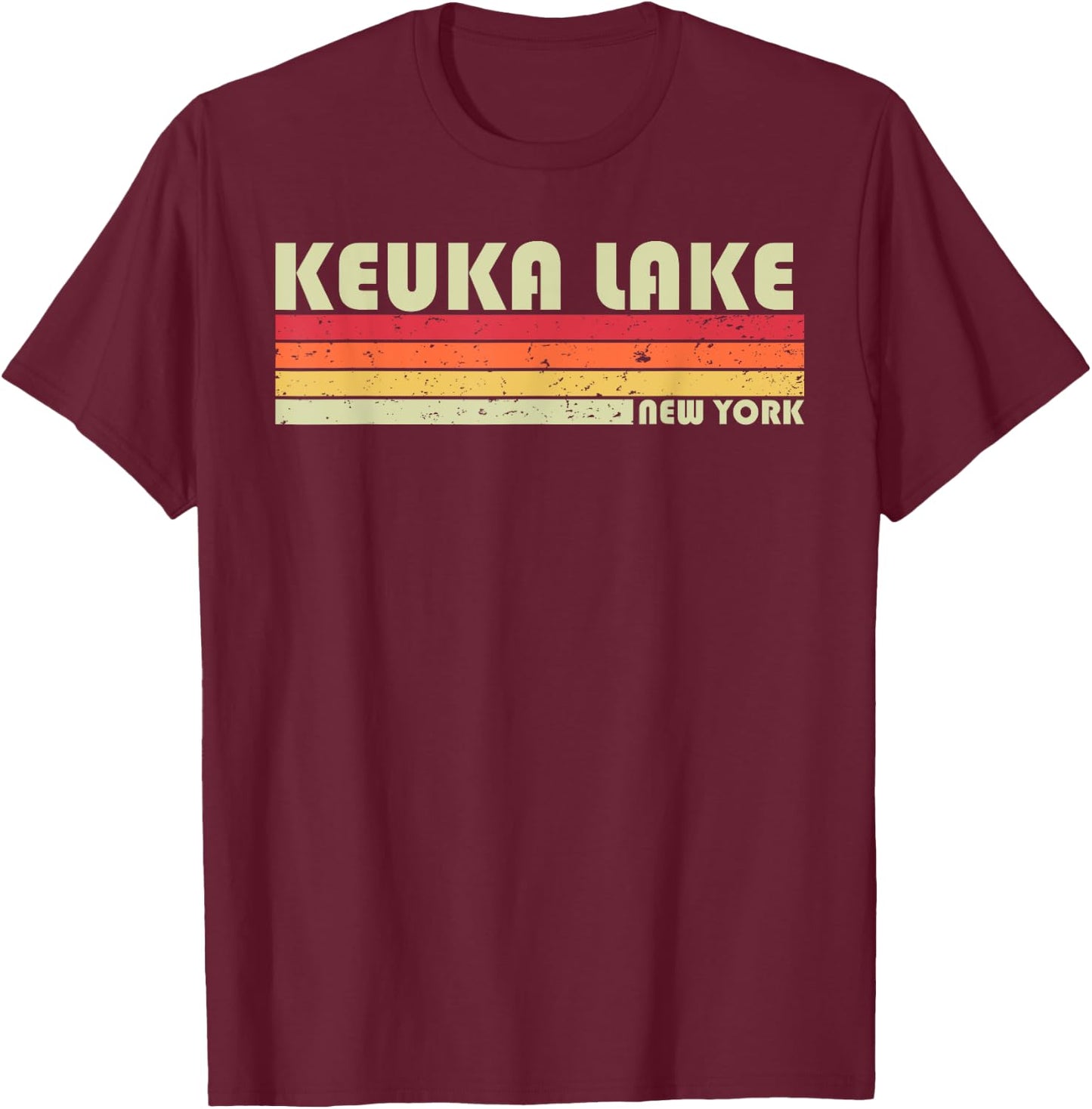 KEUKA LAKE NEW YORK Funny Fishing Camping Summer Gift T-Shirt - T-Shirt | Maroon