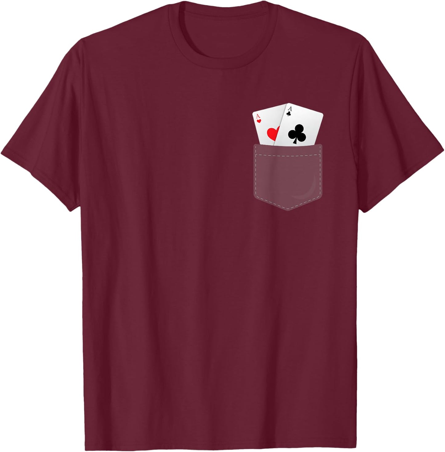 Pocket Aces Shirt Funny Faux Pocket Aces Poker Gift T-Shirt - T-Shirt | Maroon