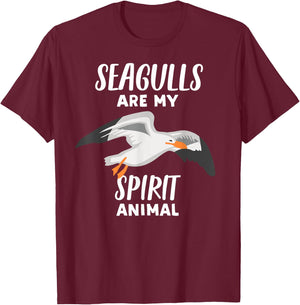 Seagulls Are My Spirit Animal | Funny Seagull Bird T-Shirt - T-Shirt | Maroon