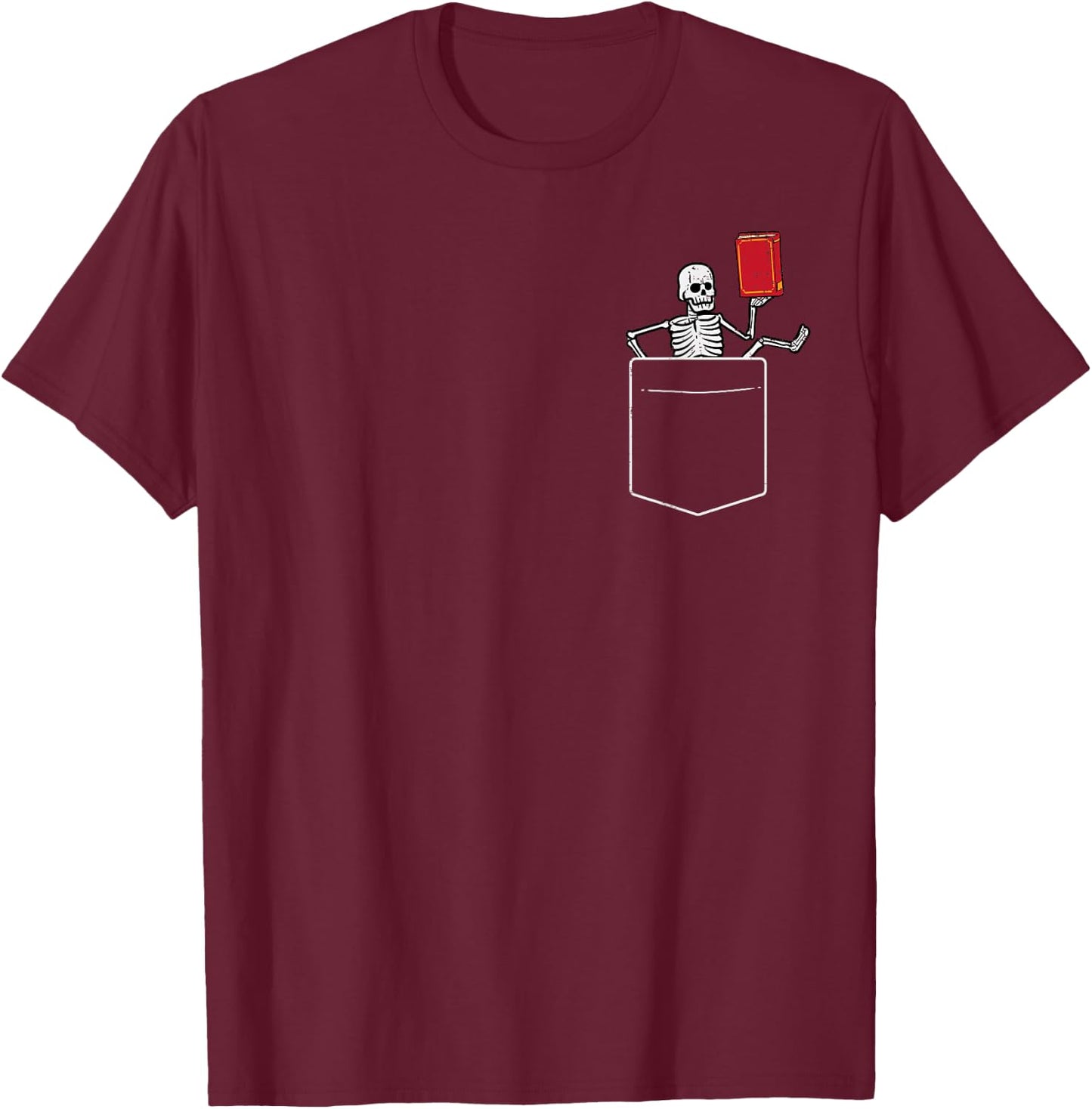 Skeleton Books Read Book Reading Librarian Across America T-Shirt - T-Shirt | Maroon