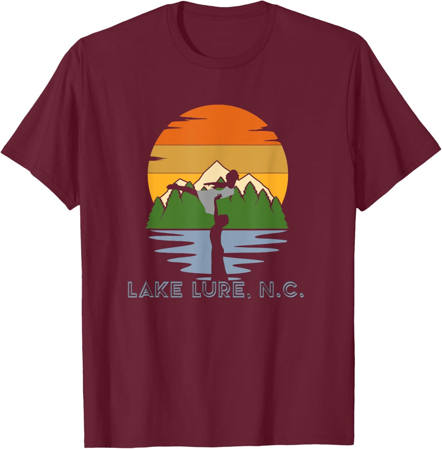 North Carolina Blue Ridge Mountains NC Retro Style Lake Lure T-Shirt - T-Shirt | Maroon