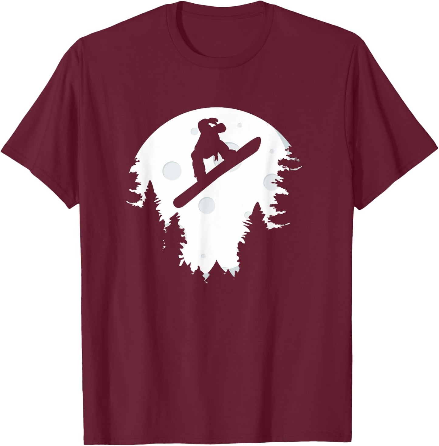 Funny Snowboard In Moon Boys Snowboarder T-Shirt - T-Shirt | Maroon