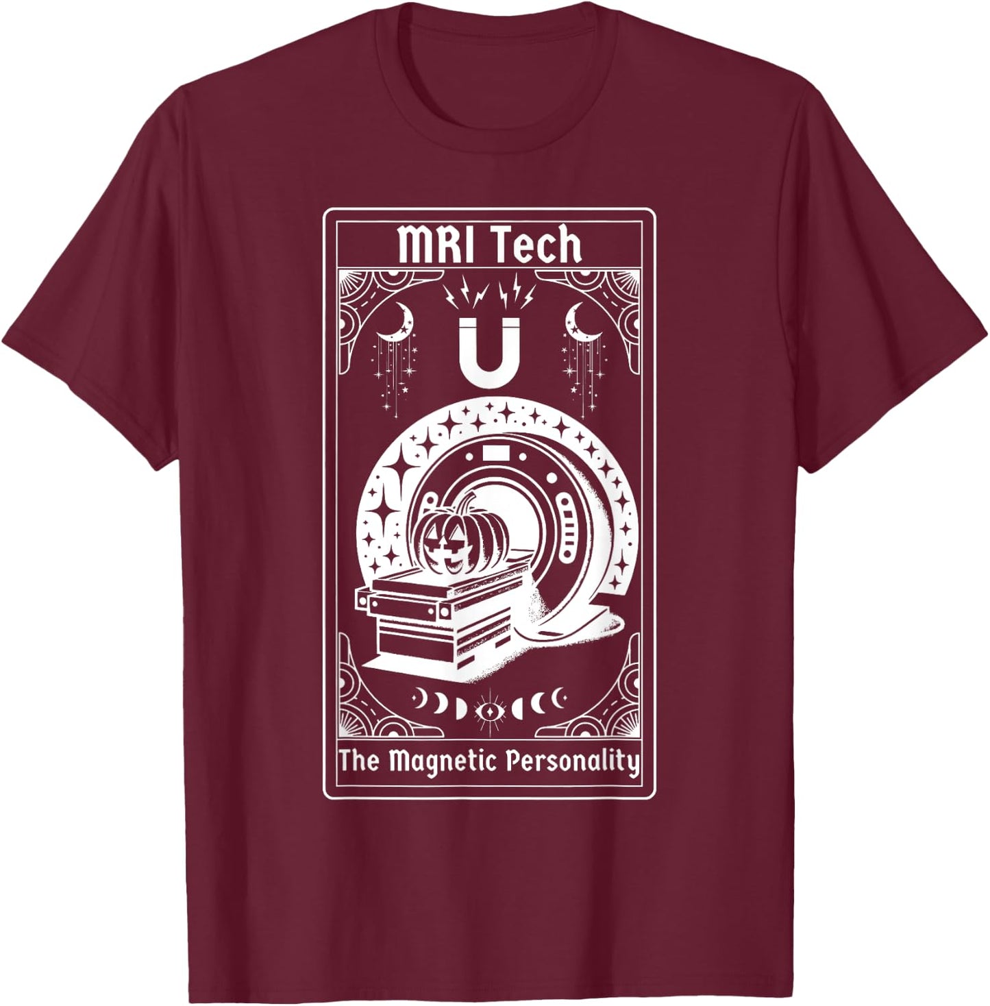 Witchy MRI Tech Tarot Card Pumpkin Funny Halloween Xray Tech T-Shirt - T-Shirt | Maroon