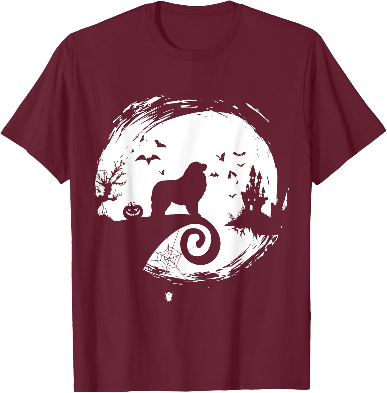 Great Pyrenees Halloween Costume Moon Silhouette Horror T-Shirt - T-Shirt | Maroon