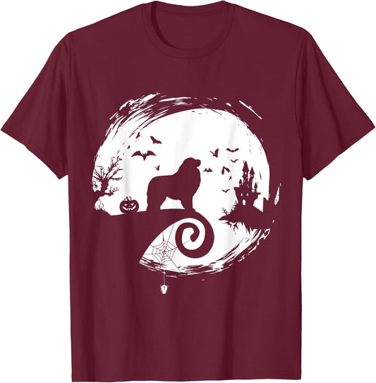 Great Pyrenees Halloween Costume Moon Silhouette Horror T-Shirt - T-Shirt | Maroon