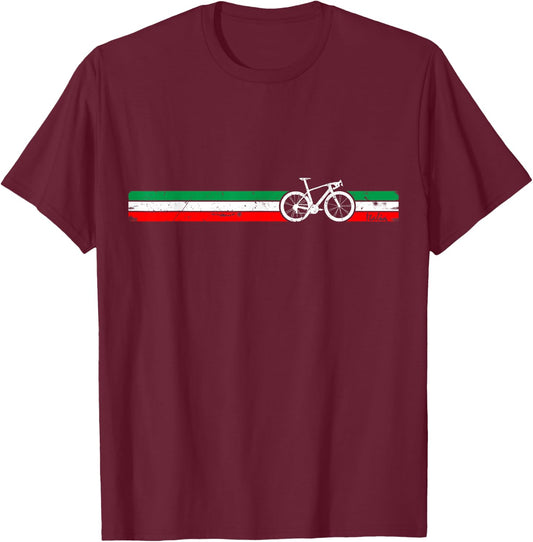 Cyclist Flag Italy Italian Bike Racing Cycling Bicycle Gifts T-Shirt - T-Shirt | Maroon