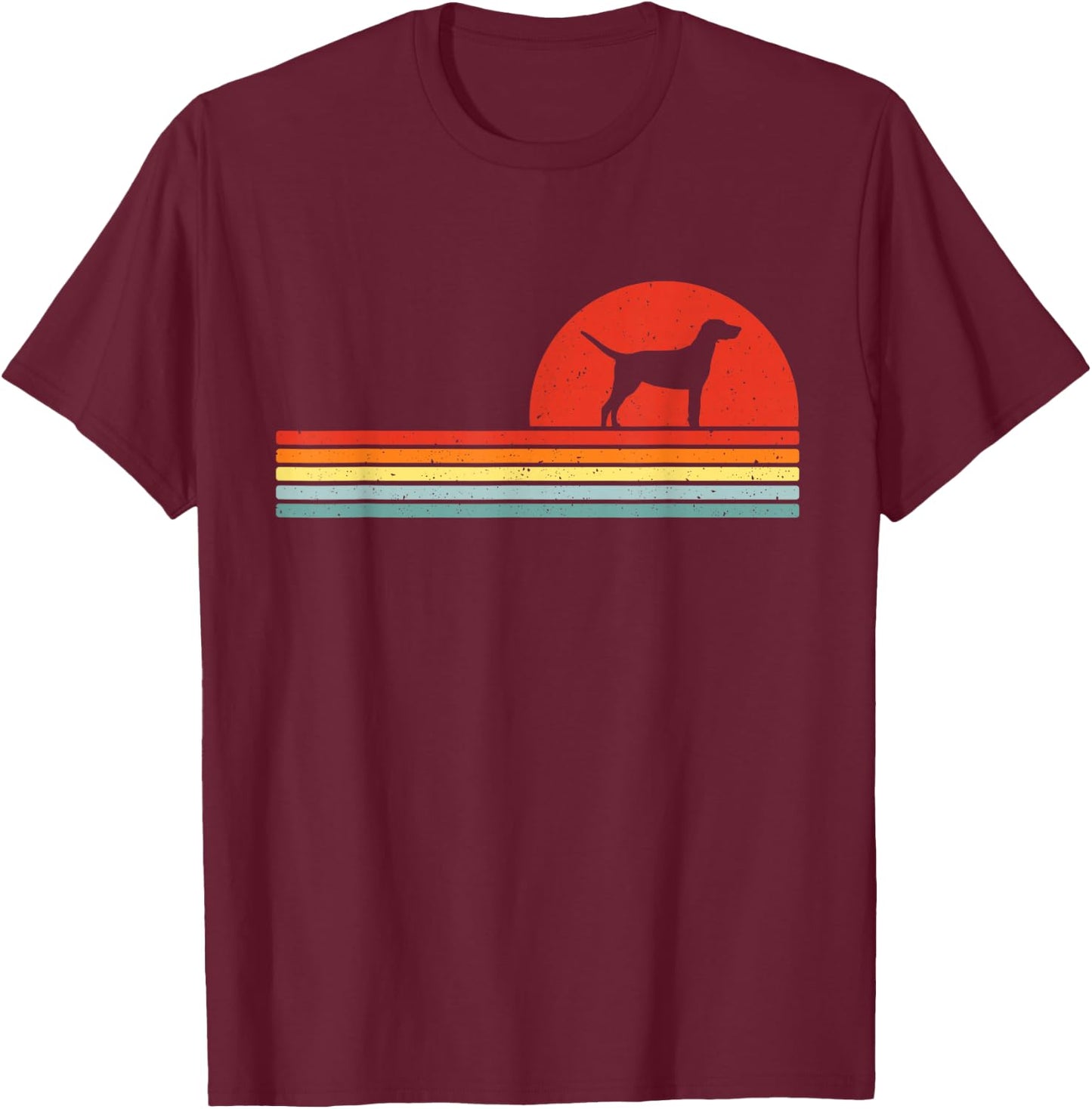 Plott Hound Dog Retro - , All Ages - Black, Small - Short Sleeve - Animal Print - - Polyester 100% T-Shirt - T-Shirt | Maroon