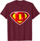 Super D Hero Alphabet Cute Initial Monogram Letter D Logo T-Shirt - T-Shirt | Maroon