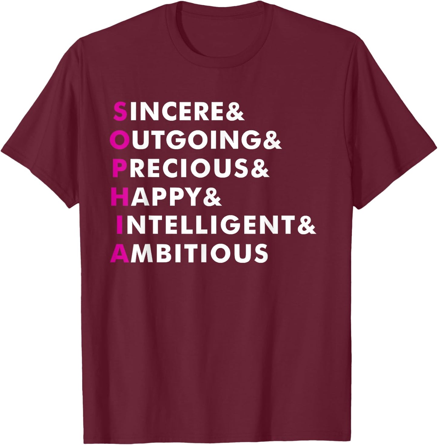 Sophia Name Shirt Personalized Gift T-Shirt - T-Shirt | Maroon