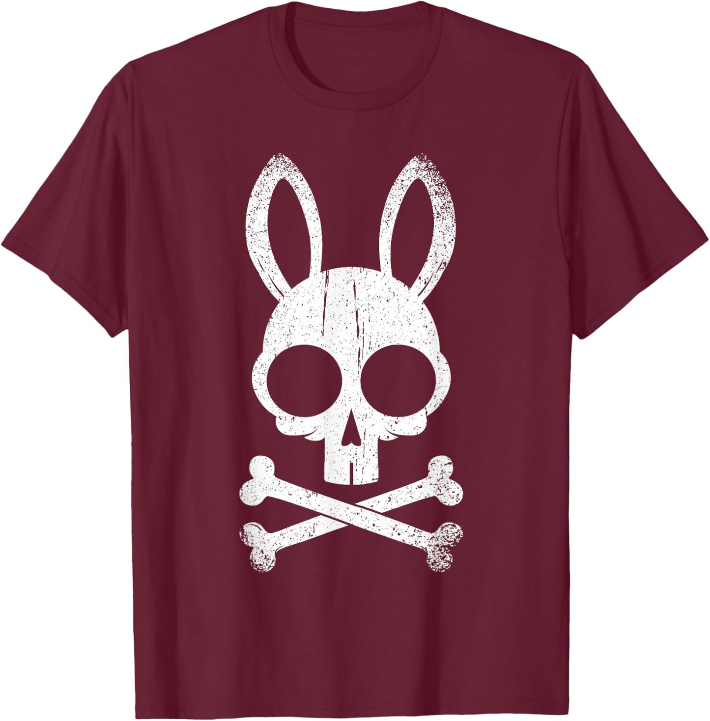 Jolly Roger Funny Bunny Skull Crossbones Egg Hunt Easter Day T-Shirt - T-Shirt | Maroon