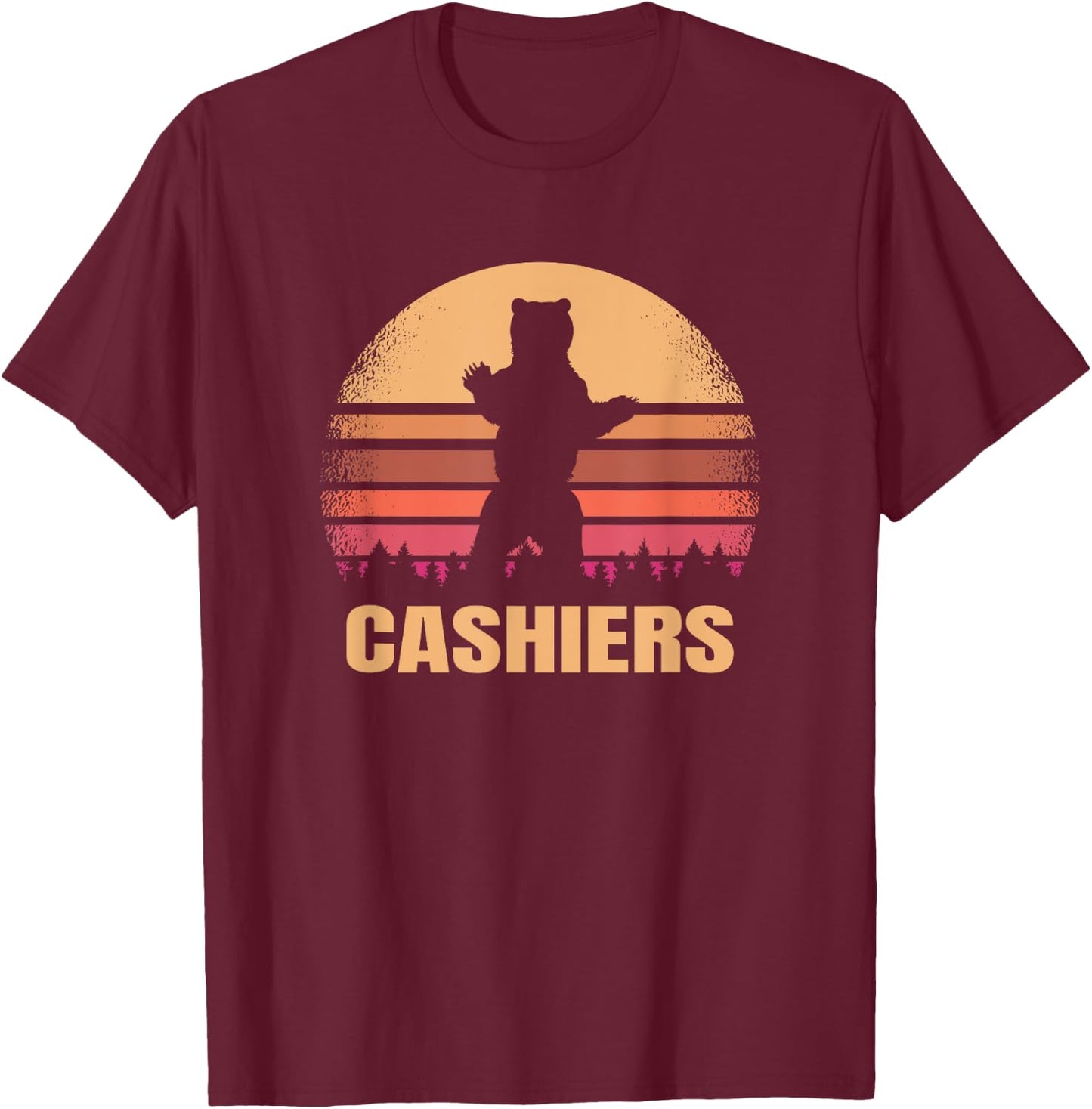 Cashiers North Carolina Vintage Bear NC Distressed 80s Gift T-Shirt - T-Shirt | Maroon