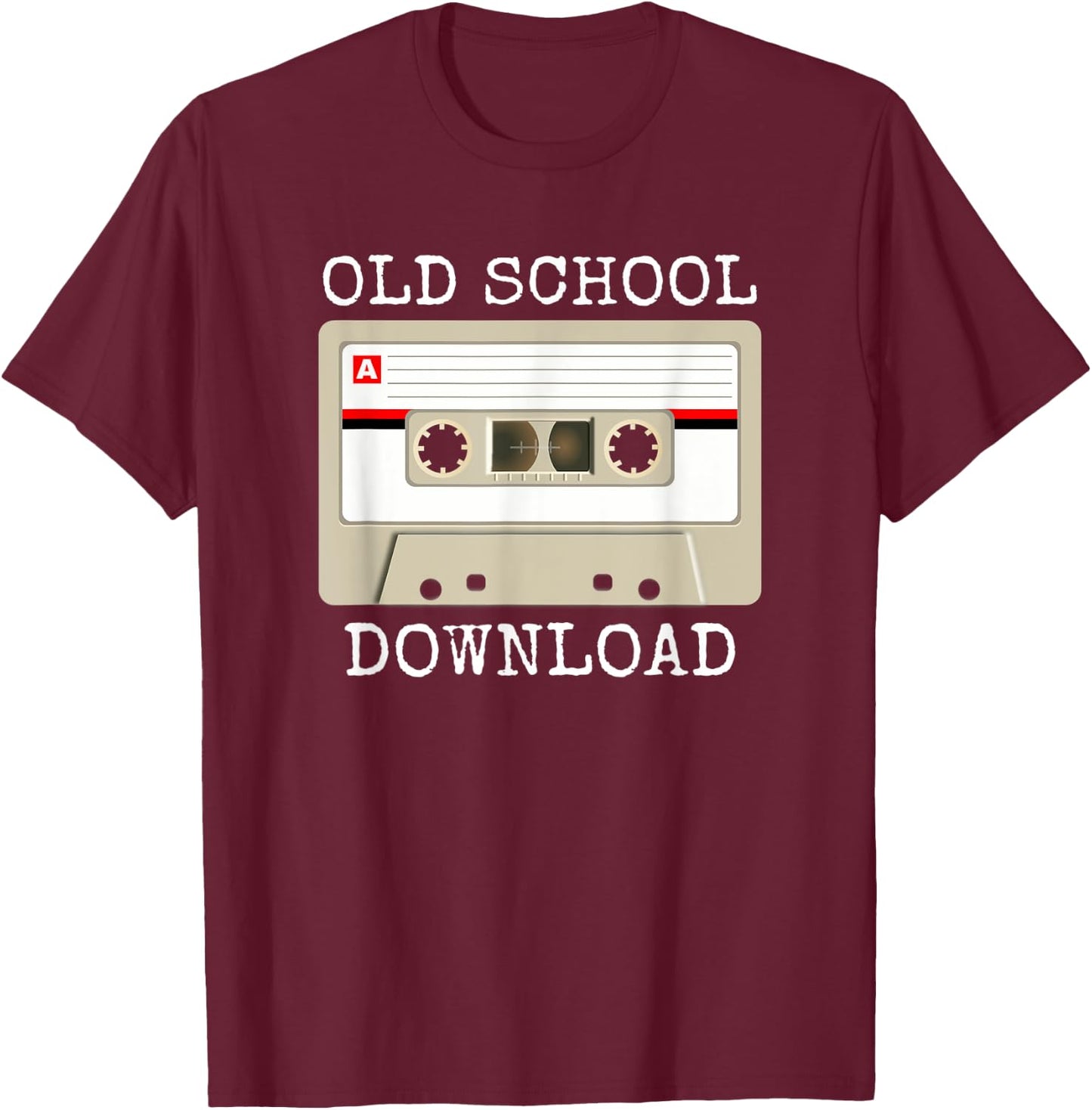 Retro Music Tape Cassette Original Old School Download T-Shirt - T-Shirt | Maroon