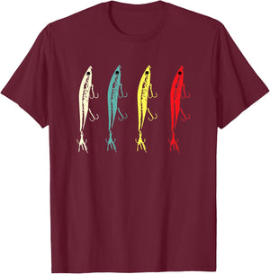 Retro Vintage Fishing Lures - Men / Women Bass Fishing T-Shirt - T-Shirt | Maroon