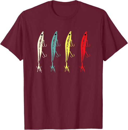 Retro Vintage Fishing Lures - Men / Women Bass Fishing T-Shirt - T-Shirt | Maroon
