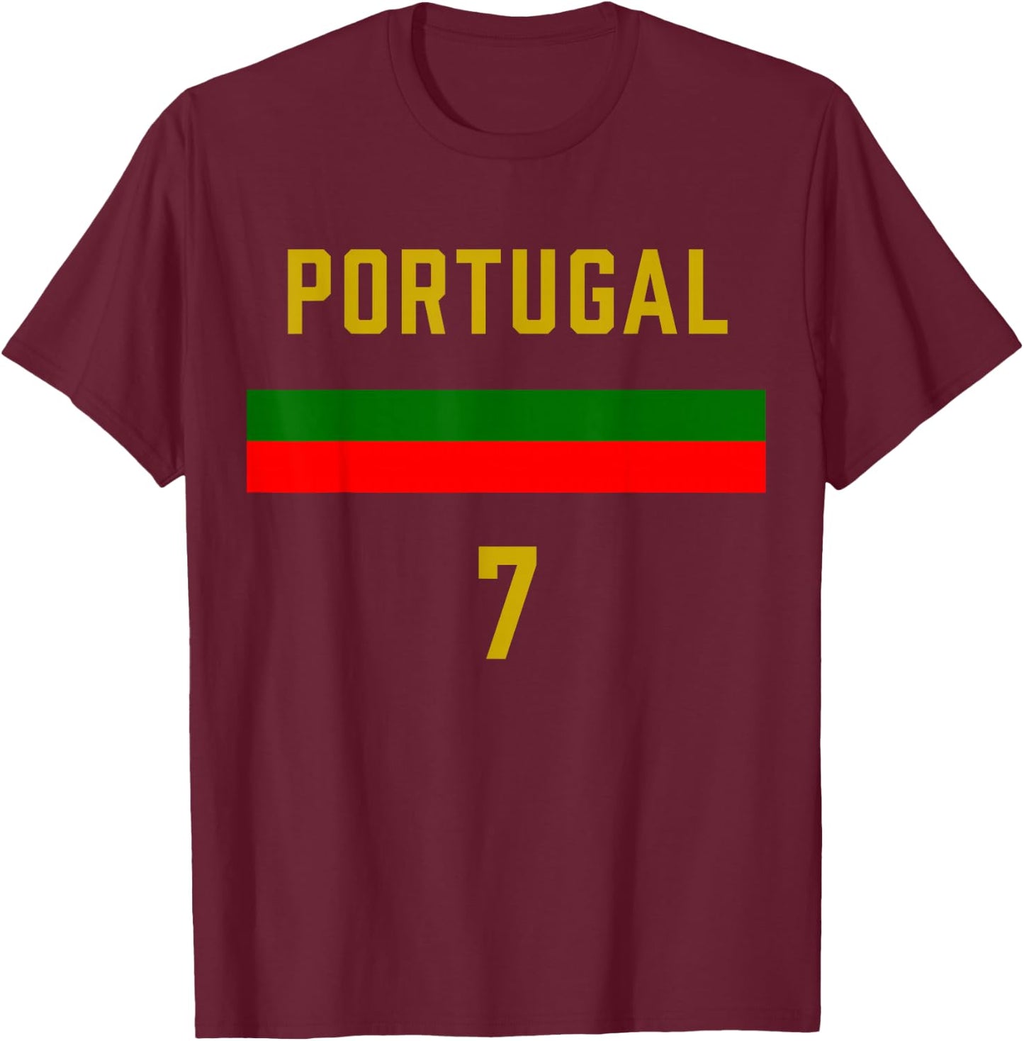 Portugal Football Fan Jersey Nr. 7 Soccer T-Shirt - T-Shirt | Maroon