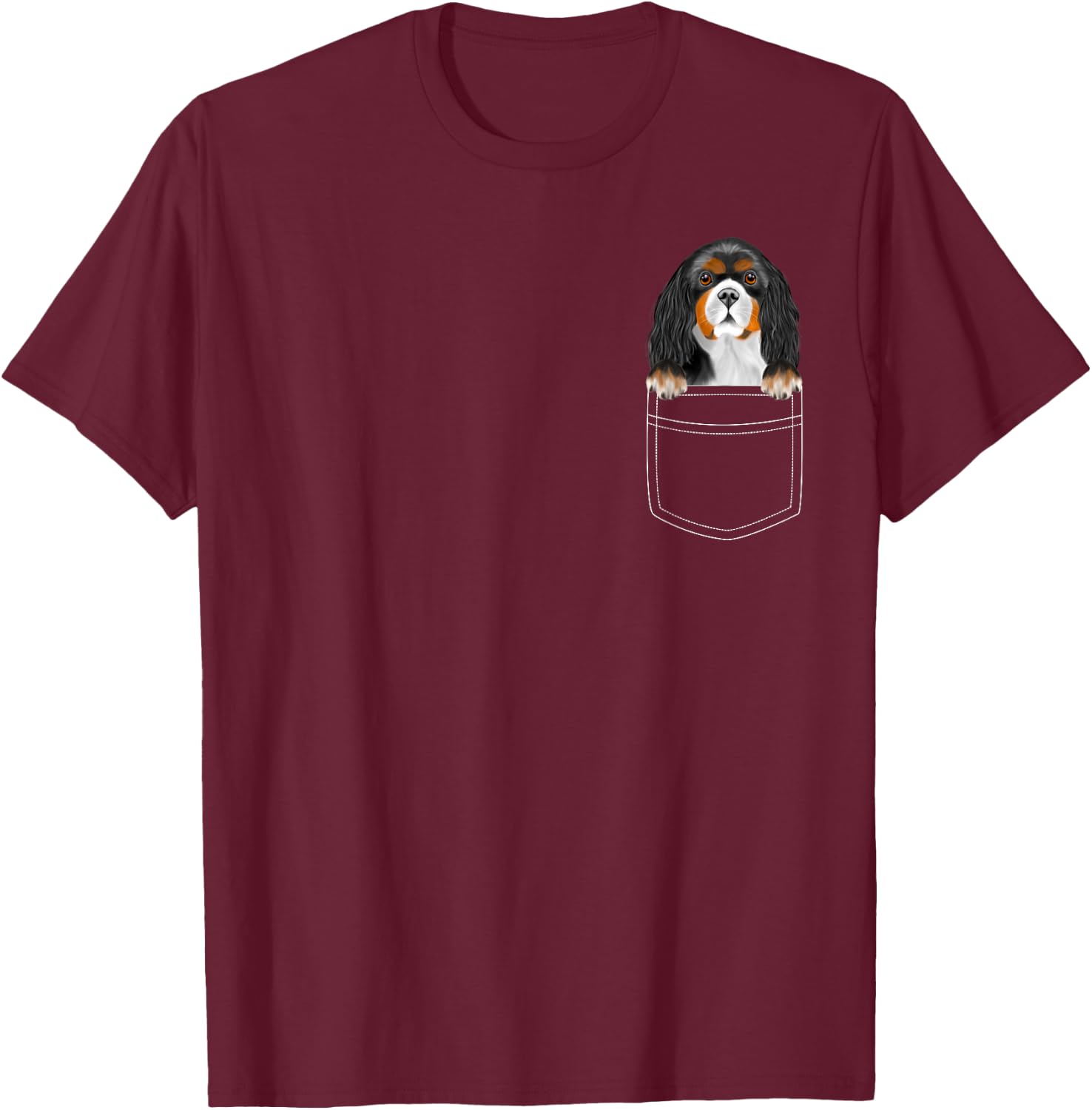 Cavalier King Charles Spaniel Dog In Pocket Funny Dog Lover T-Shirt - T-Shirt | Maroon