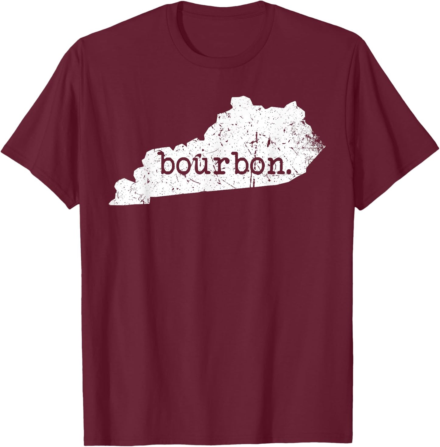 Weathered Kentucky Bourbon Trail Whiskey State Outline T-Shirt - T-Shirt | Maroon