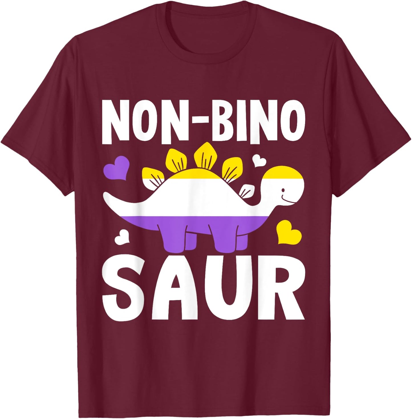Non Bino Saur Dinosaur Aagender Non Binary T-Shirt - T-Shirt | Maroon