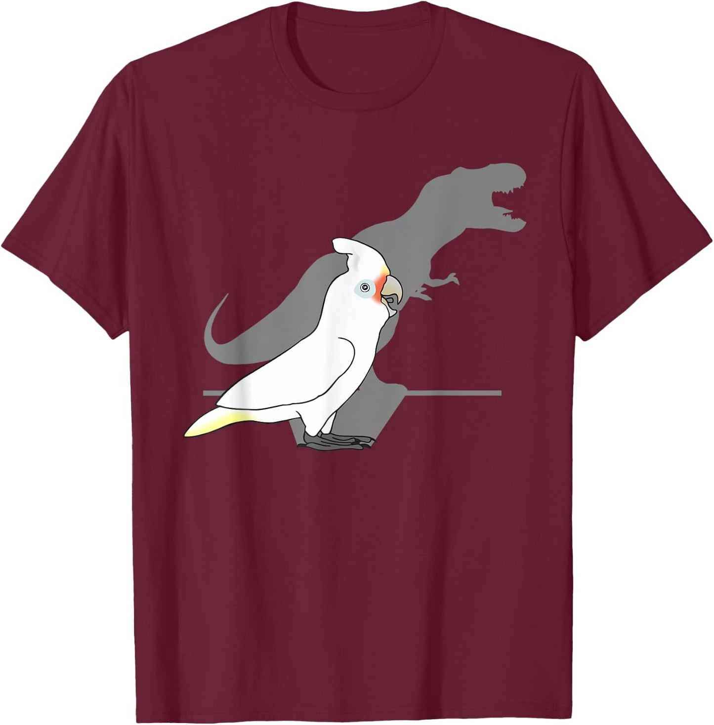 Goffin's Cockatoo T-rex shadow, Birb memes Dinosaur Parrot T-Shirt - T-Shirt | Maroon