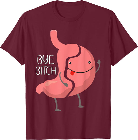 Funny Gastric Sleeve Bariatric VSG Surgery Gastric Awareness T-Shirt - T-Shirt | Maroon