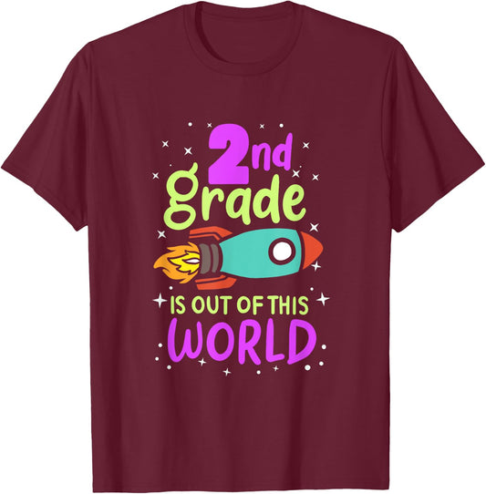 2nd Grade Is Out Of This World 2nd Grader Rocket Costume T-Shirt - T-Shirt | Maroon