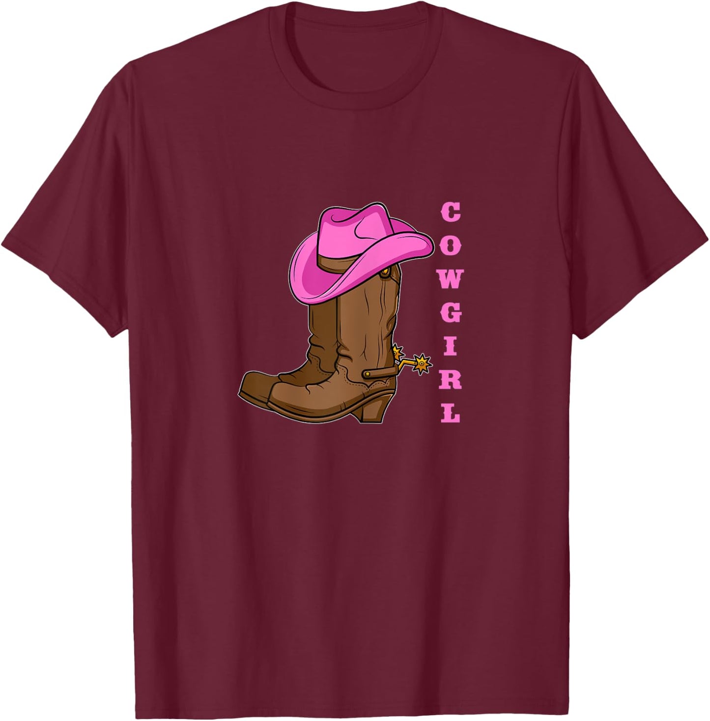 Cowgirl Boots Western Rodeo Hat Spurs T-Shirt - T-Shirt | Maroon