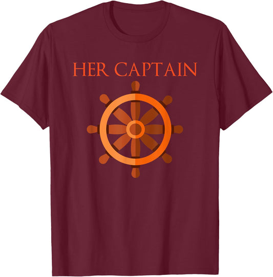 Funny Cruise Boating Her Captain His Anchor Matching Couple T-Shirt - T-Shirt | Maroon
