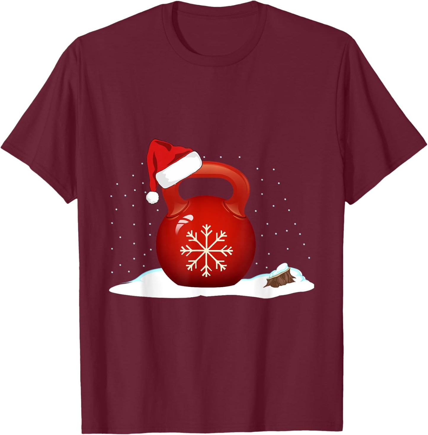 Santa Christmas Kettlebell Exercise T-Shirt - T-Shirt | Maroon