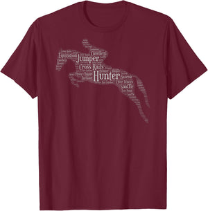 Horse Lovers and Gifts Hunter Jumper Equestrian Black -Adults Classic Fit Short Sleeve S T-Shirt - T-Shirt | Maroon