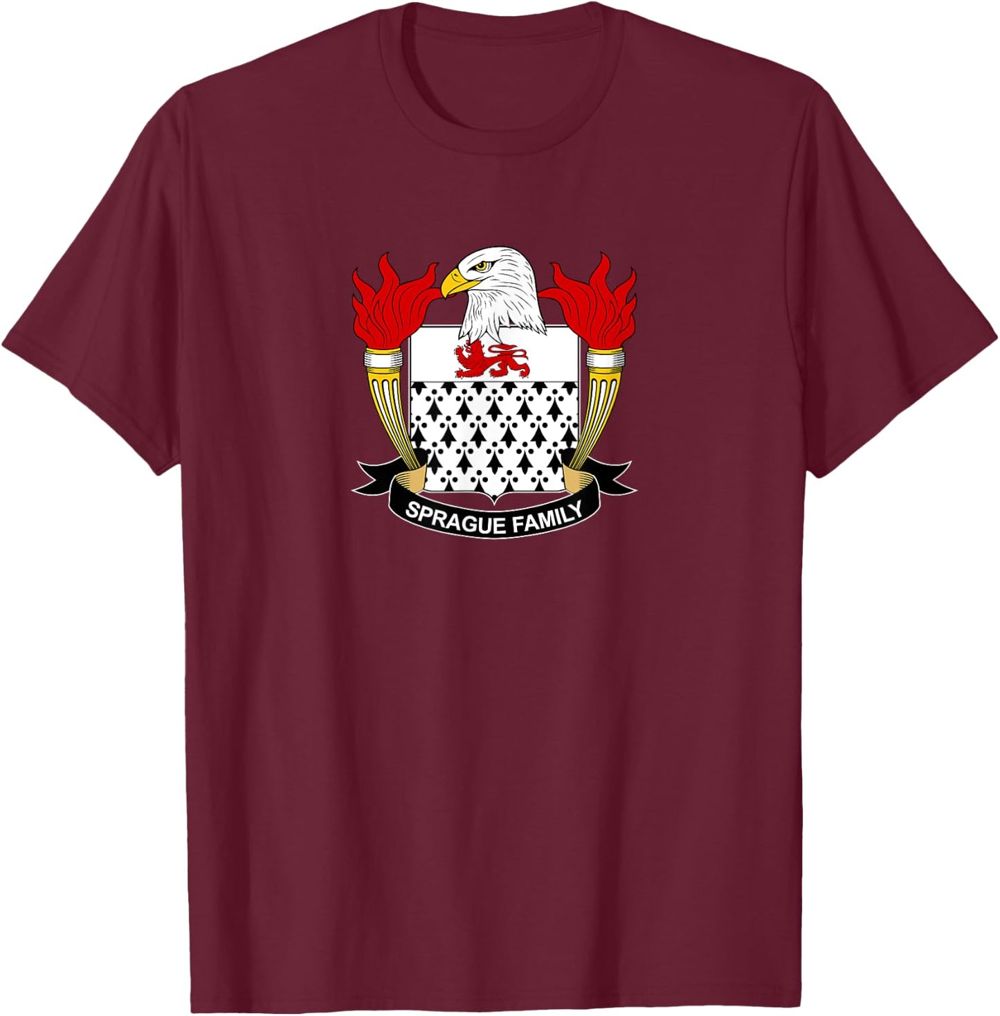 Sprague Coat of Arms - Family Crest T-Shirt - T-Shirt | Maroon