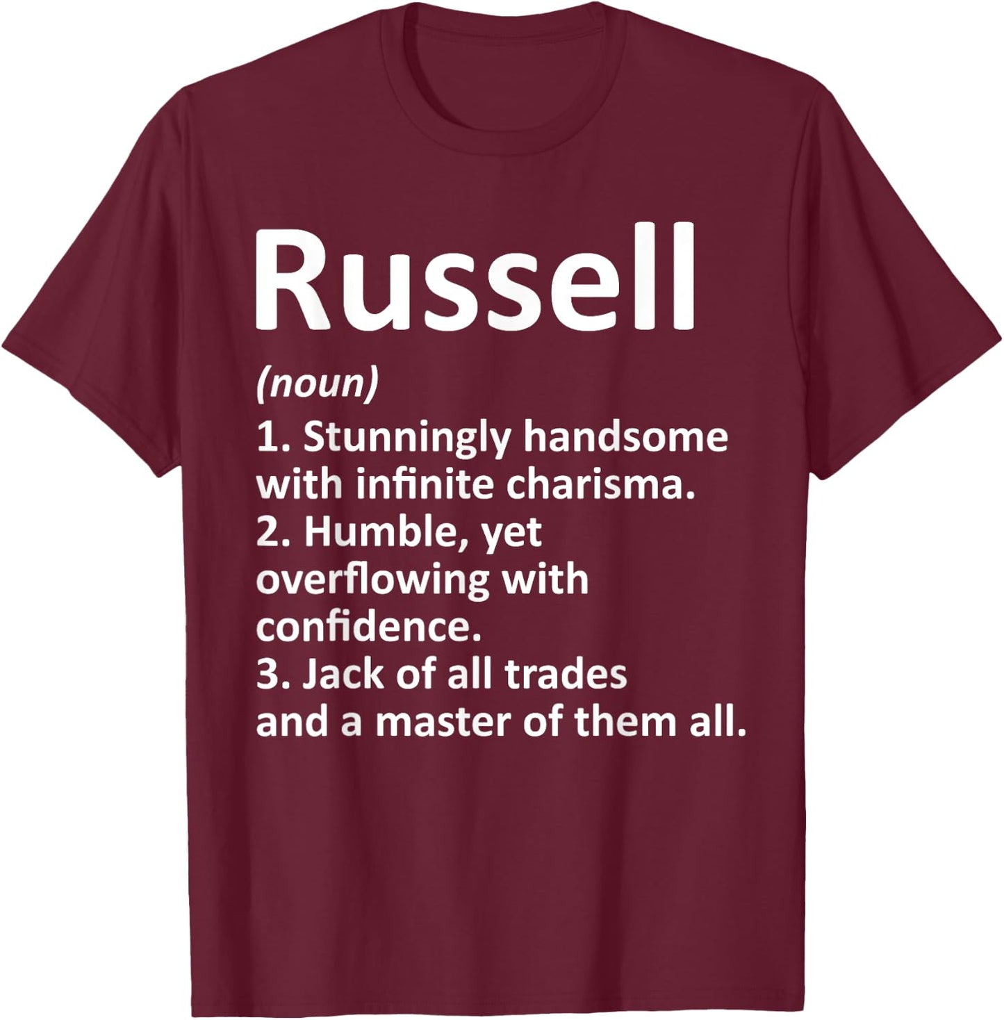 RUSSELL Definition Personalized Name Funny Birthday Gift T-Shirt - T-Shirt | Maroon