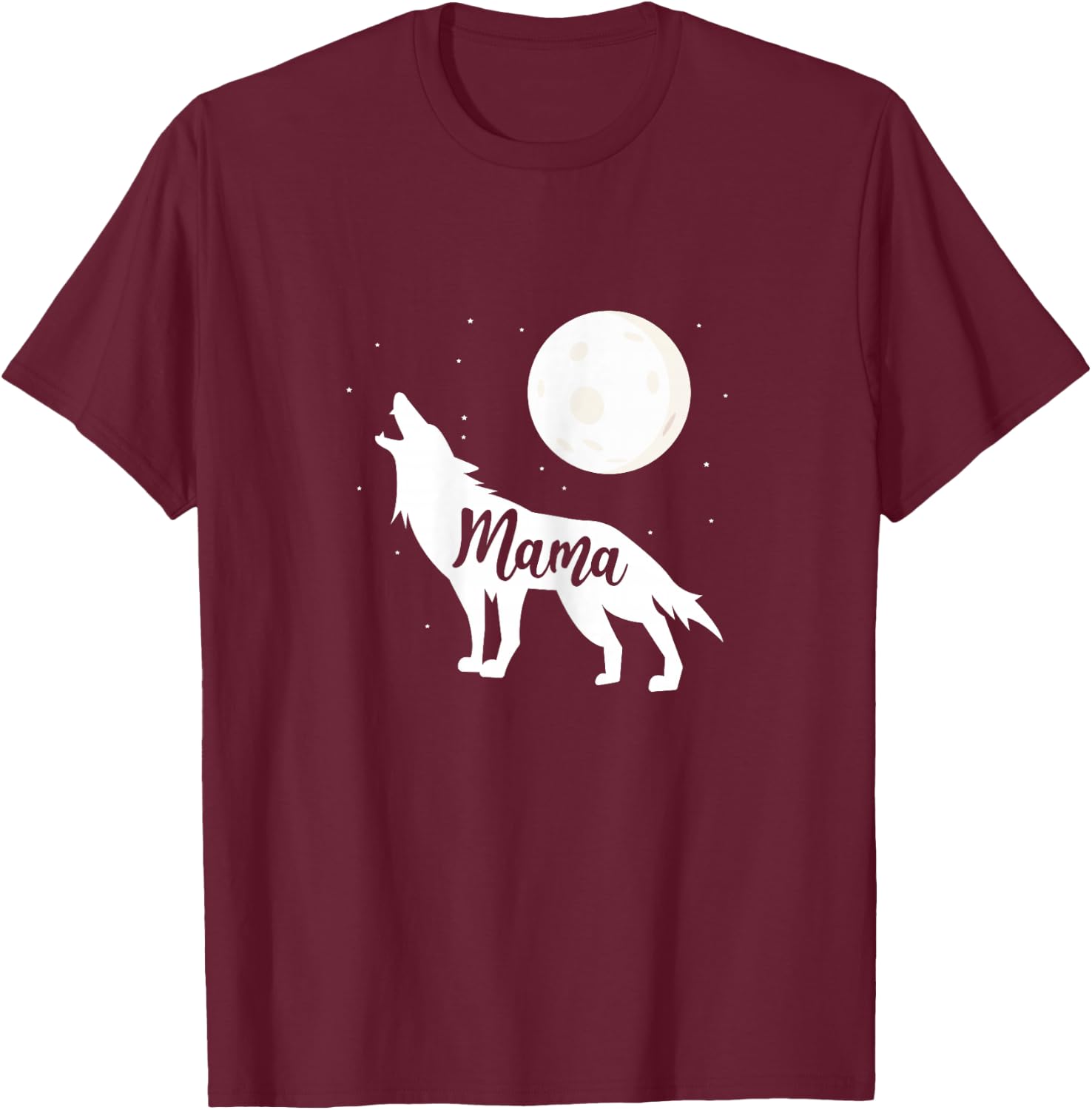 Mama Wolf Wolves Full Moon Mother's Day T-Shirt - T-Shirt | Maroon