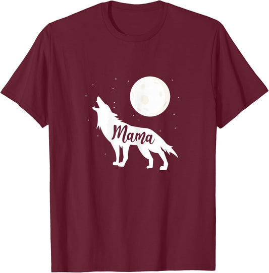 Mama Wolf Wolves Full Moon Mother's Day T-Shirt - T-Shirt | Maroon