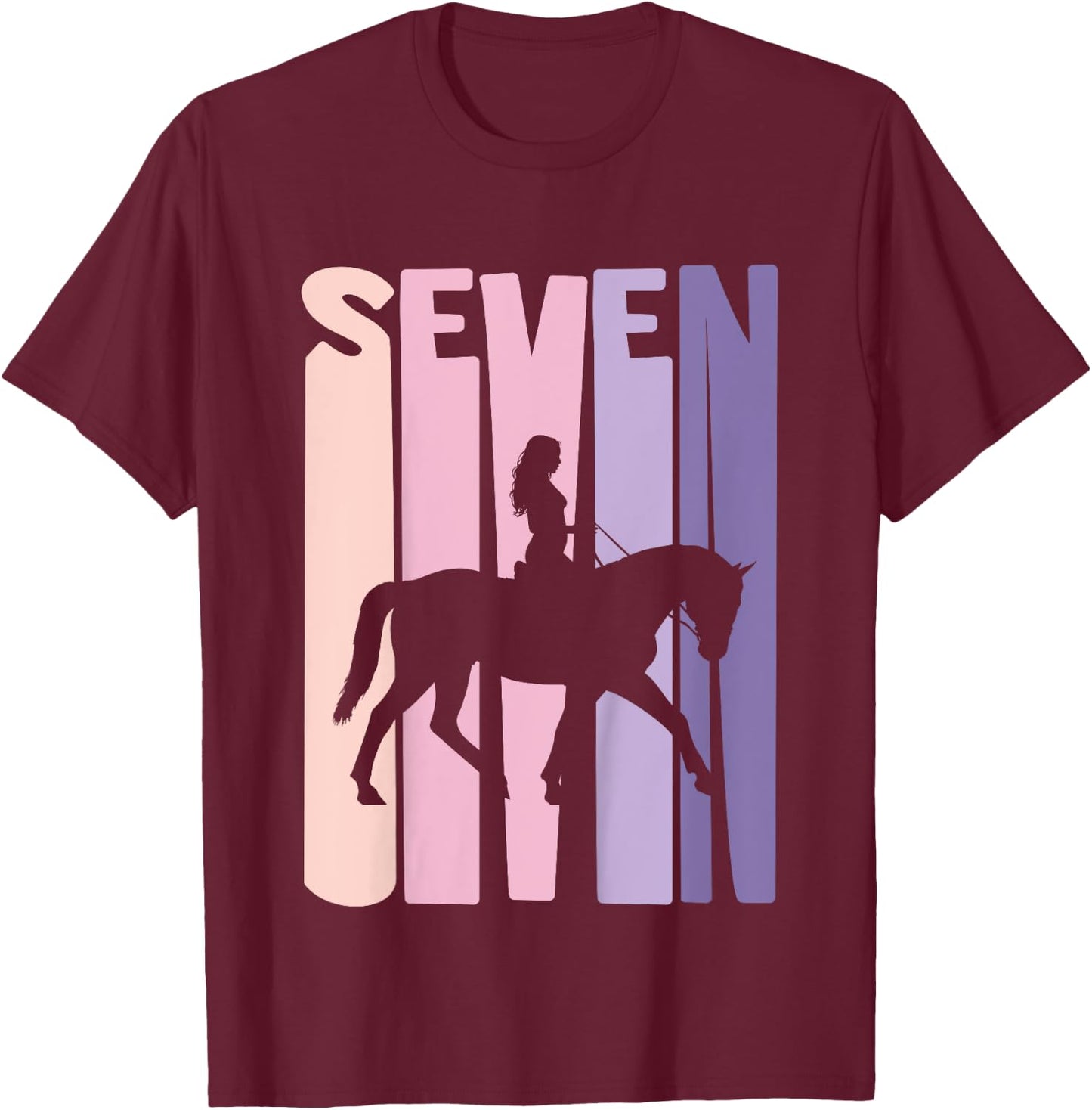 7th Birthday Gift Horse Rider Fan 7 Years Girls T-Shirt - T-Shirt | Maroon