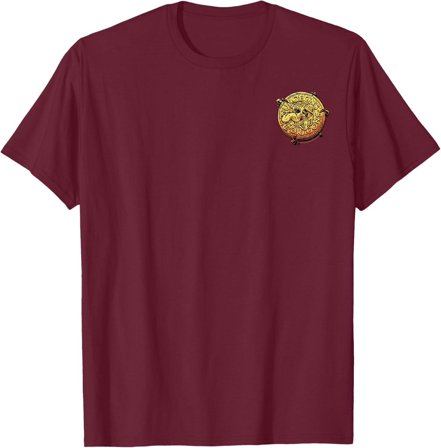 Dungeons & Dragons Gold Coin Mimic Pocket T-Shirt - T-Shirt | Maroon