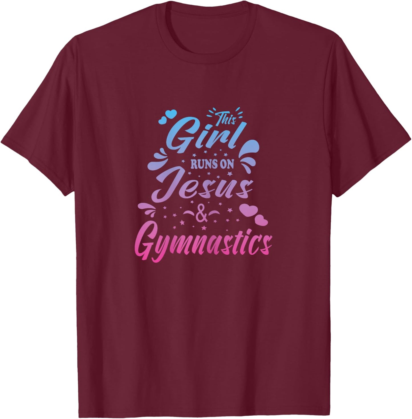 This Girl Runs On Jesus And Gymnastics Christian Women Kid T-Shirt - T-Shirt | Maroon