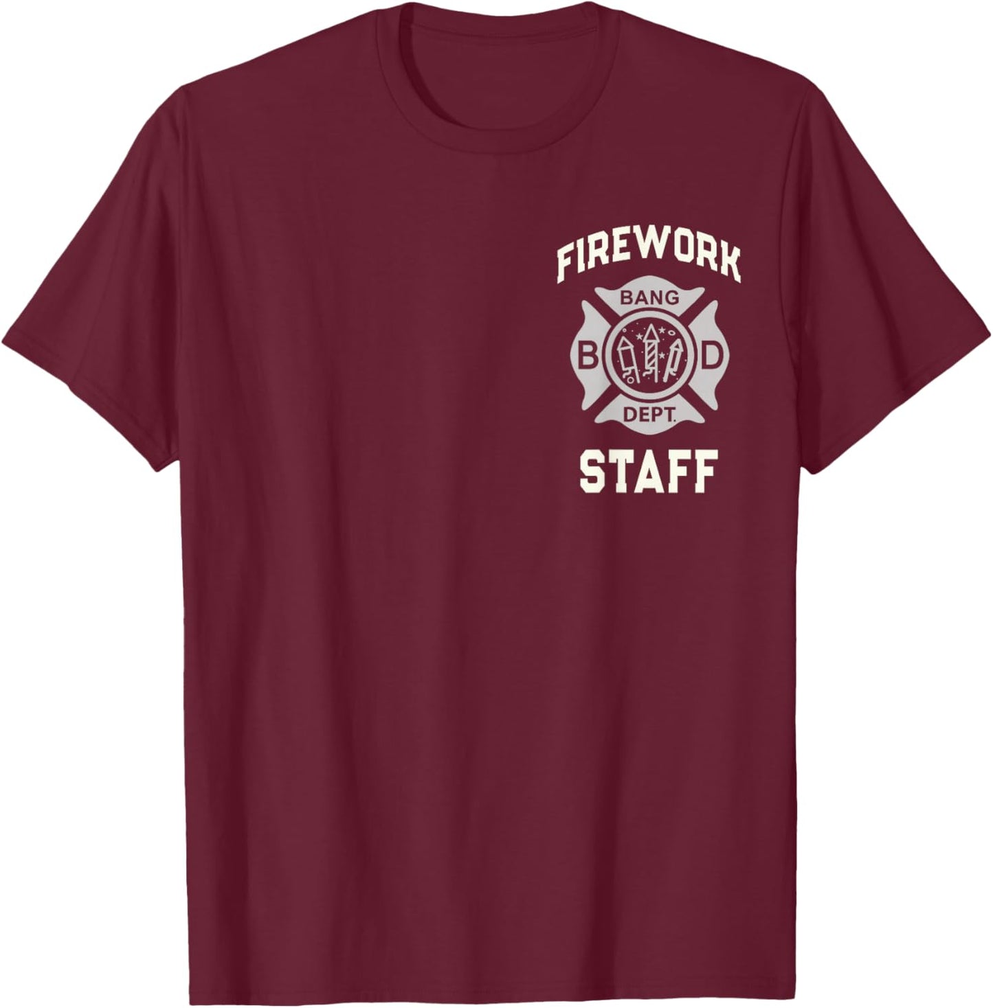 Official FIREWORK STAFF 4th of July Safety Crew Technician T-Shirt - T-Shirt | Maroon