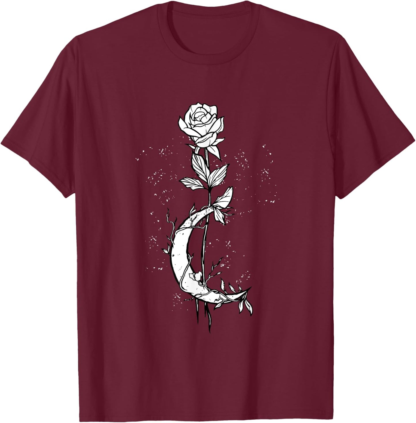 Occult Moon Rose Gothic Moon Rose Witchcraft Esoteric Goth T-Shirt - T-Shirt | Maroon