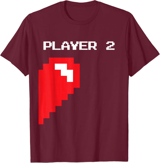 Matching Gamer Couple Valentine's Gift - Player 1 Player 2 T-Shirt - T-Shirt | Maroon