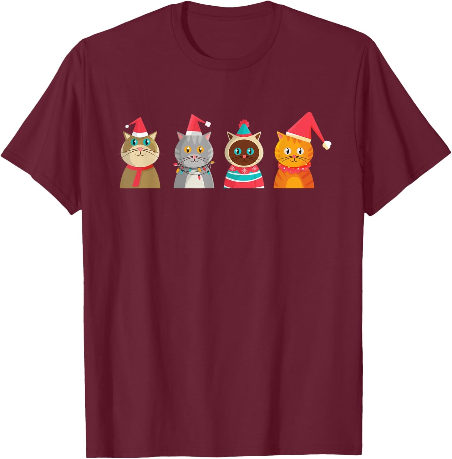 Funny cat Shirt - Christmas Cat T-Shirt - T-Shirt | Maroon