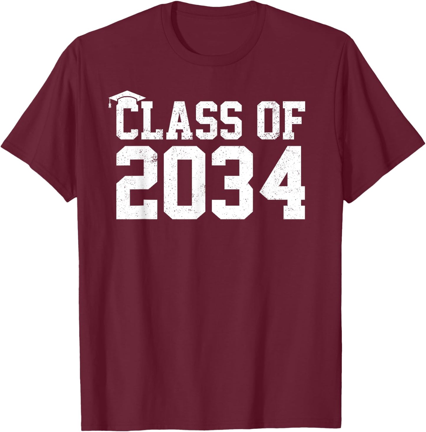 Class Of 2034 Grow With Me Graduation First Day Of School T-Shirt - T-Shirt | Maroon