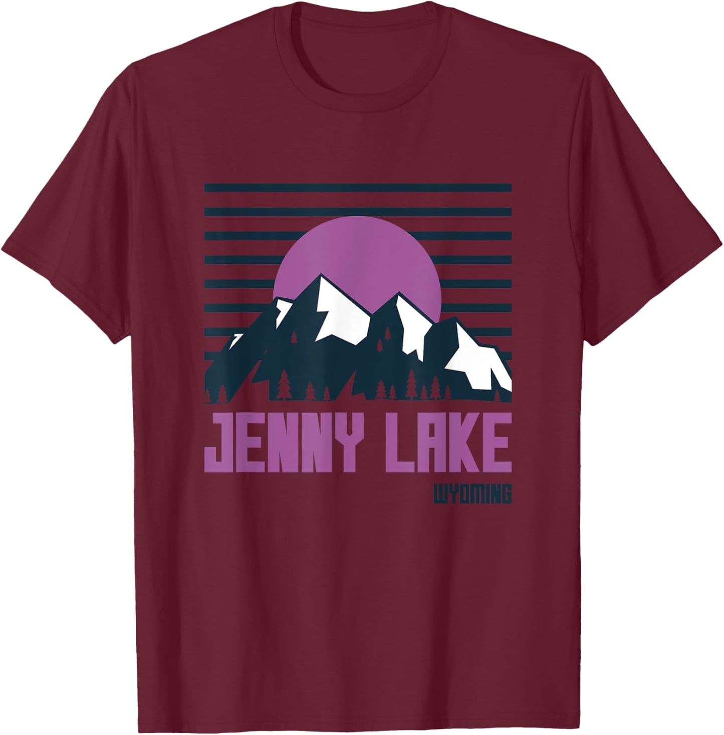 Jenny Lake Wyoming Vintage Mountains Hiking Camp Retro T-Shirt - T-Shirt | Maroon