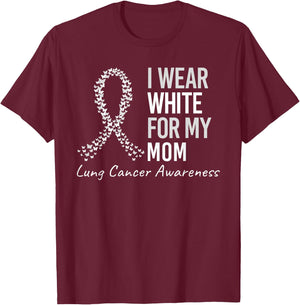 I Wear White For My Aunt Lung Cancer Awareness White Ribbon T-Shirt - T-Shirt | Maroon