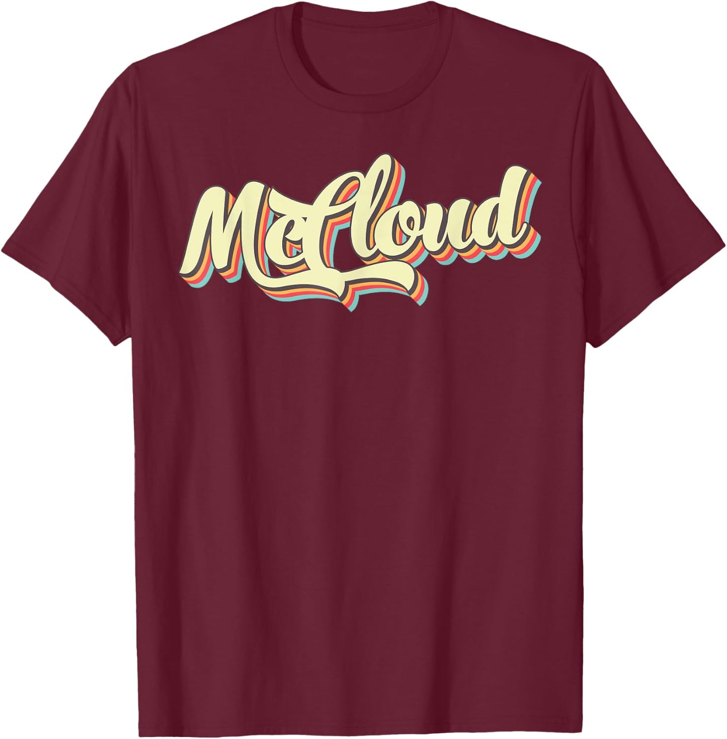 McCloud Retro Art Baseball Font Vintage T-Shirt - T-Shirt | Maroon
